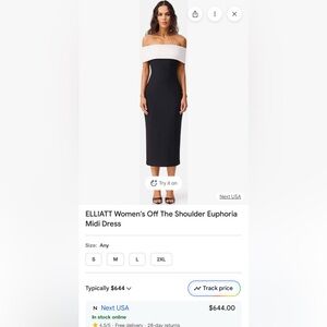 Elliatt White and Black Midi Dress